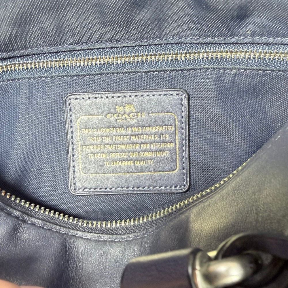 Coach Ace Satchel Glovetanned Leather Navy Blue 12x8x6.5 Braided Handles 37017 - Picture 6 of 16